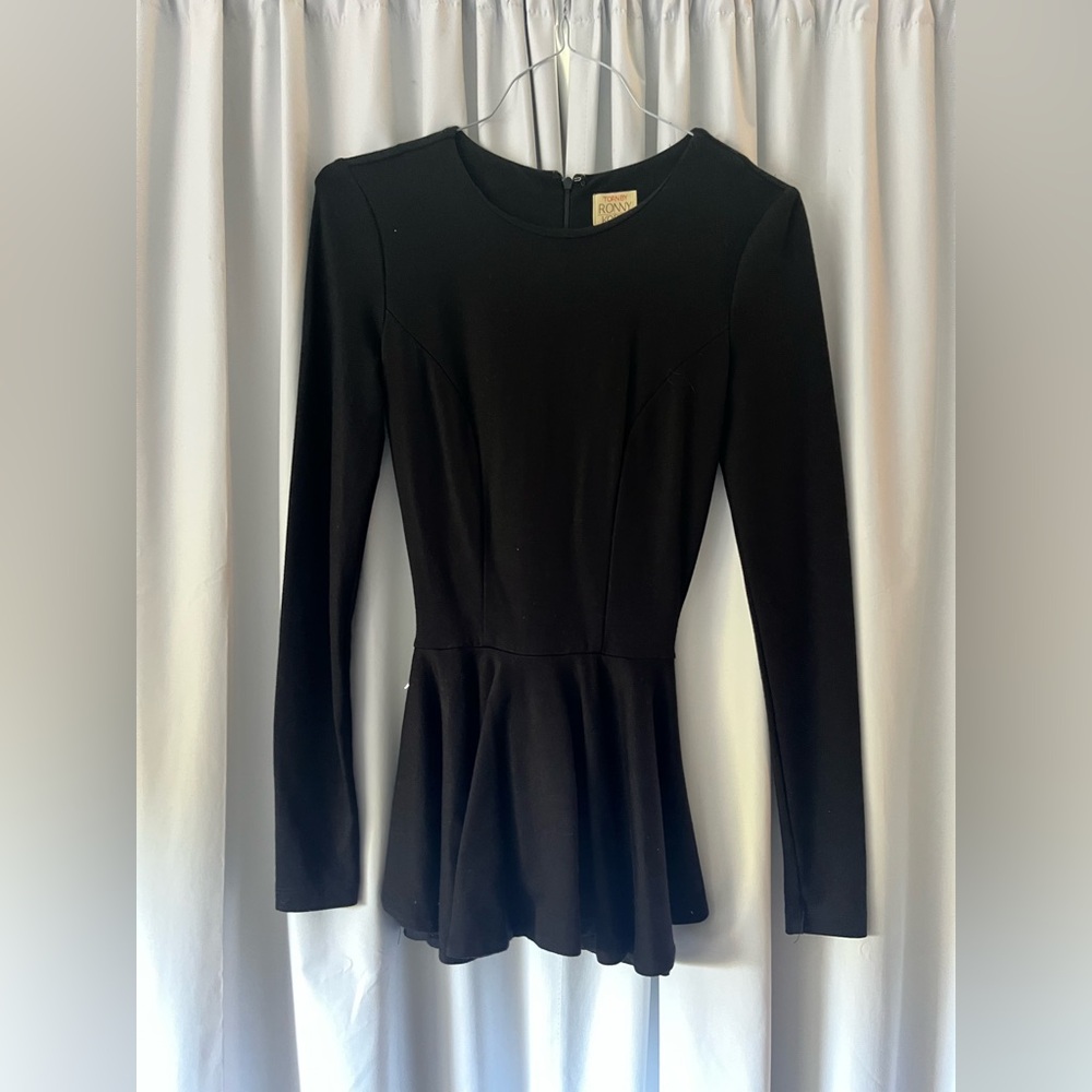 Torn by Ronny Kobo black peplum top, size XS/S